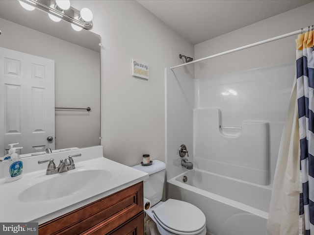 326 Soldier Dr, Bunker Hill, WV 25413 - full bathroom featuring toilet, vanity, and shower / bath combination with curtain
