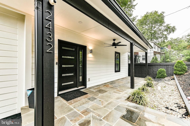 2432 S Culpeper St, Arlington, VA 22206 - property entrance featuring a ceiling fan and fence