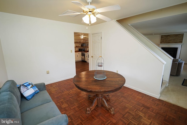 20560 Nanticoke Rd, Nanticoke, MD 21840 - sitting room with baseboards, ceiling fan, and stairway