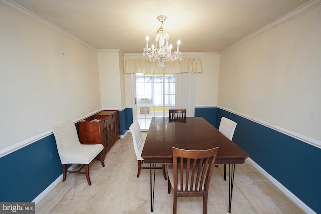20560 Nanticoke Rd, Nanticoke, MD 21840 - dining space with a chandelier, crown molding, carpet flooring, and baseboards