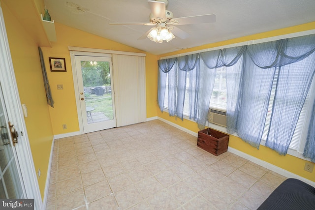 20560 Nanticoke Rd, Nanticoke, MD 21840 - unfurnished room featuring ceiling fan, lofted ceiling, baseboards, and cooling unit