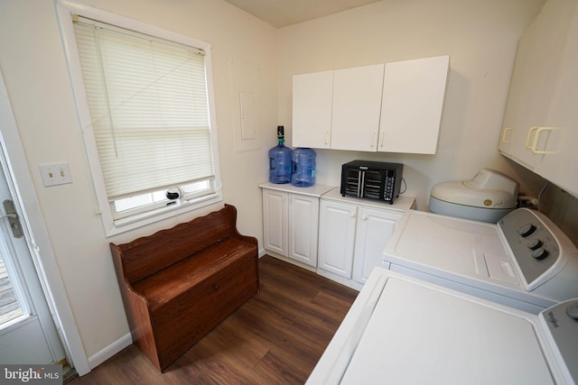 20560 Nanticoke Rd, Nanticoke, MD 21840 - clothes washing area with dark wood finished floors and independent washer and dryer