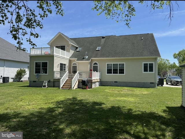 201 Henrys Mill Dr, Berlin, MD 21811 - rear view of property with crawl space, a balcony, cooling unit, and a lawn