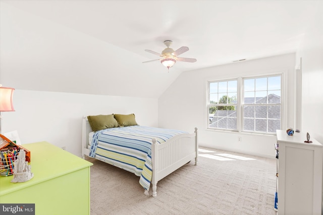 201 Henrys Mill Dr, Berlin, MD 21811 - bedroom featuring vaulted ceiling, carpet flooring, and ceiling fan