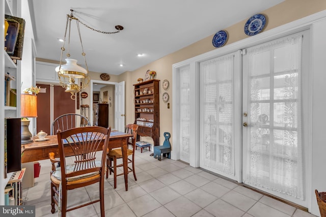 607 Rosedale Rd, Princeton, NJ 08540 - dining area with light tile patterned floors and recessed lighting
