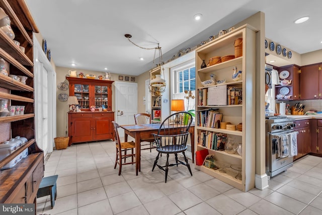 607 Rosedale Rd, Princeton, NJ 08540 - dining area with recessed lighting and light tile patterned flooring