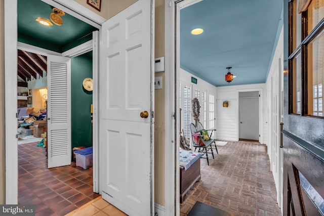 607 Rosedale Rd, Princeton, NJ 08540 - entryway with healthy amount of natural light and brick flooring
