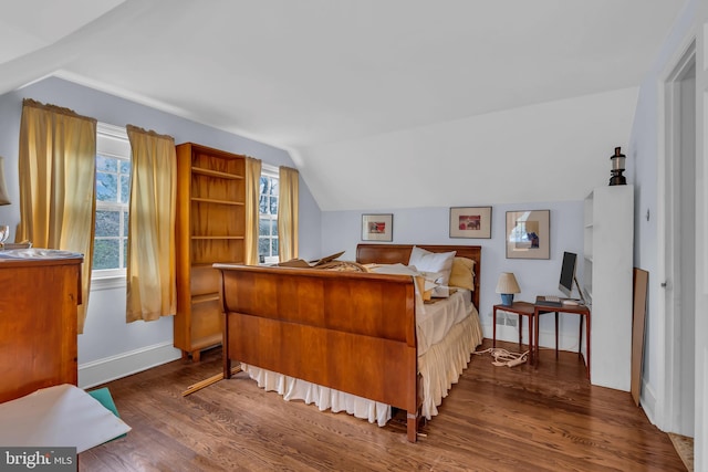 607 Rosedale Rd, Princeton, NJ 08540 - bedroom with vaulted ceiling, dark wood finished floors, and baseboards