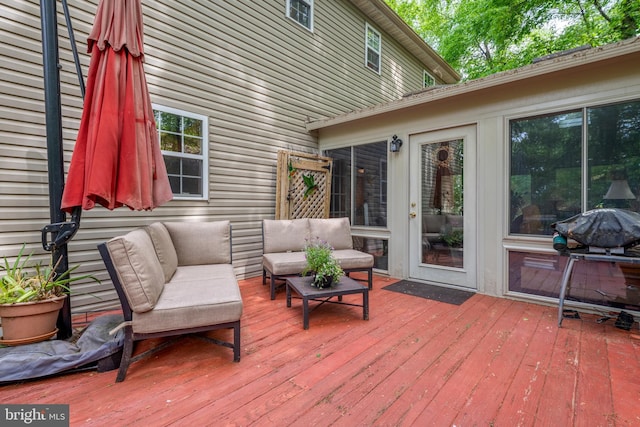 deck featuring an outdoor living space