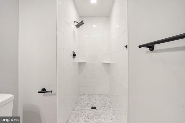 748 Jefferson St, Red Hill, PA 18076 - bathroom with toilet, tiled shower, and recessed lighting