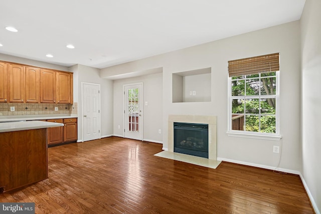 10016 Love Song Ct, Laurel, MD 20723 - kitchen with light countertops, baseboards, plenty of natural light, dark wood finished floors, and recessed lighting