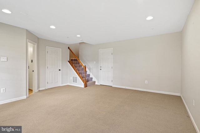10016 Love Song Ct, Laurel, MD 20723 - carpeted spare room featuring recessed lighting, stairs, and baseboards