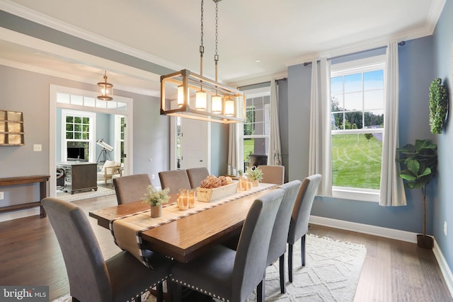 133 Greentree Farm Dr, Dickerson, MD 20842 - dining room featuring ornamental molding, wood finished floors, baseboards, and plenty of natural light