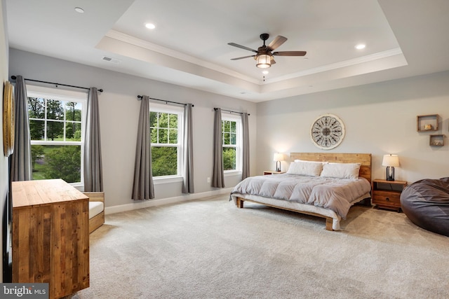 133 Greentree Farm Dr, Dickerson, MD 20842 - bedroom with a tray ceiling, ornamental molding, carpet floors, recessed lighting, and baseboards