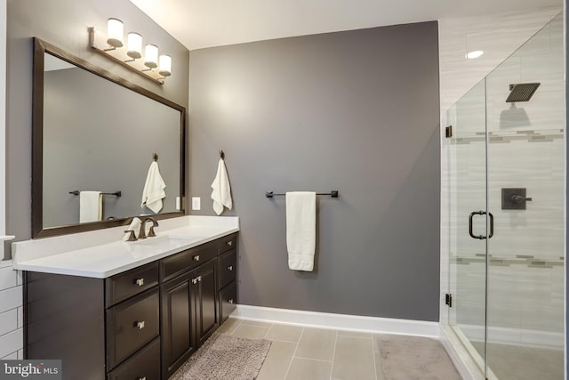 133 Greentree Farm Dr, Dickerson, MD 20842 - full bath featuring vanity, baseboards, a shower stall, and tile patterned flooring