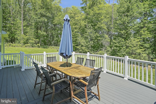 133 Greentree Farm Dr, Dickerson, MD 20842 - wooden deck featuring outdoor dining area and a lawn