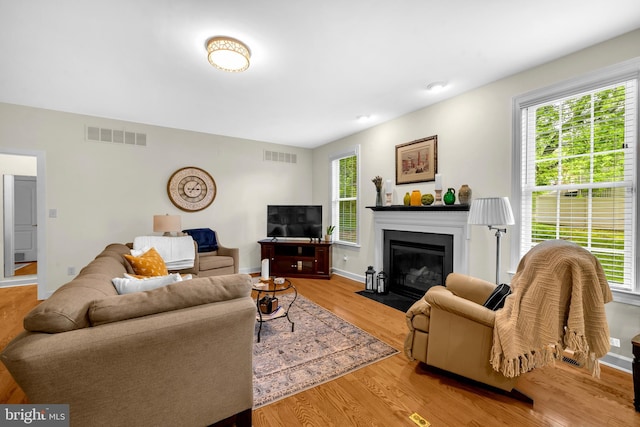 2906 Cornus Way, Joppa, MD 21085 - living room with plenty of natural light, wood finished floors, and a fireplace with flush hearth