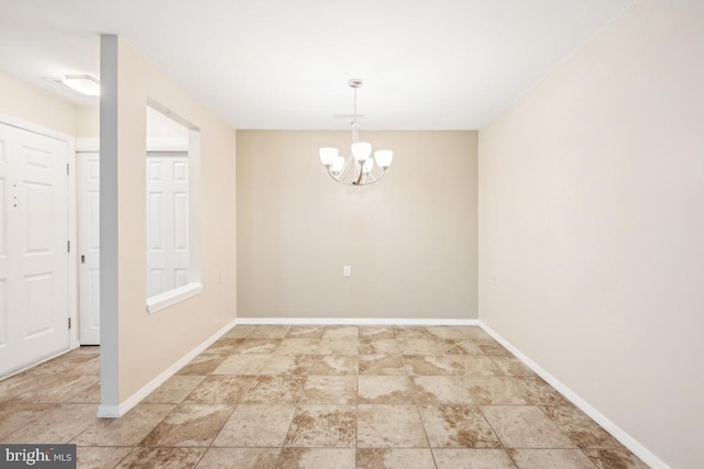 23 Village Ln Building 3 # 23A, Mount Laurel, NJ 08054 - unfurnished room with a chandelier and baseboards