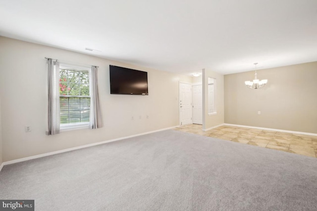 23 Village Ln Building 3 # 23A, Mount Laurel, NJ 08054 - empty room with a chandelier, carpet floors, and baseboards