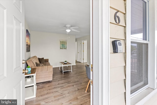 1004 Philadelphia Ave, Ocean City, MD 21842 - entryway with a ceiling fan and wood finished floors