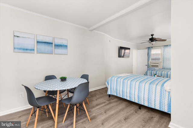 1004 Philadelphia Ave, Ocean City, MD 21842 - bedroom featuring wood finished floors, baseboards, ornamental molding, and cooling unit