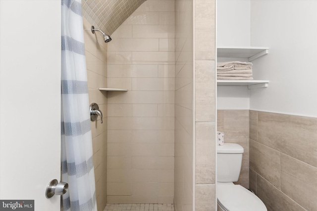 1004 Philadelphia Ave, Ocean City, MD 21842 - bathroom with a shower stall, toilet, and tile walls