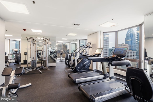 2018 Walnut St Unit 19Gh, Philadelphia, PA 19103 - workout area featuring floor to ceiling windows