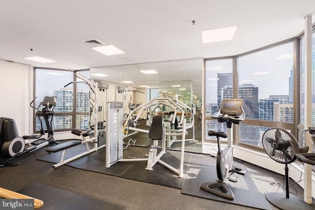2018 Walnut St Unit 19Gh, Philadelphia, PA 19103 - exercise room featuring a city view