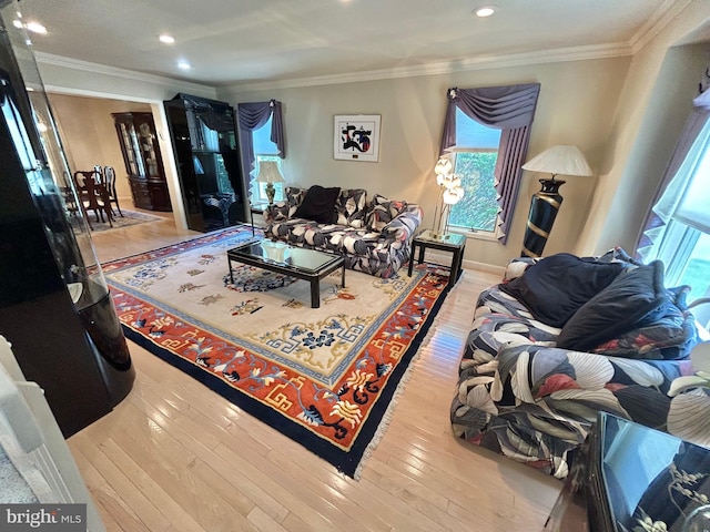 52 Dalton Way, Southampton, PA 18966 - living area with crown molding, wood finished floors, recessed lighting, and baseboards