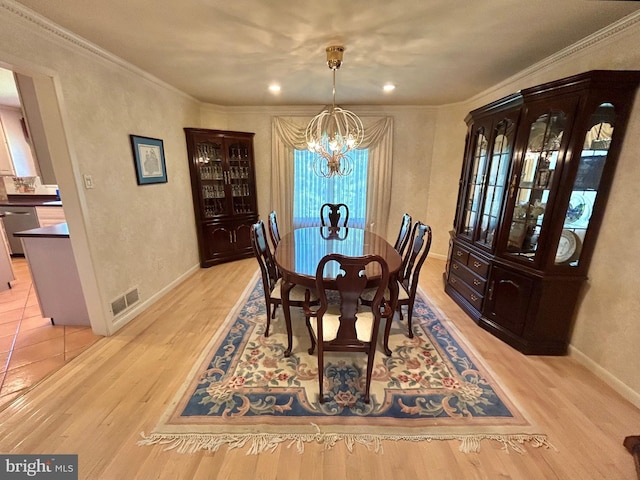 52 Dalton Way, Southampton, PA 18966 - dining space featuring a chandelier, light wood-style flooring, ornamental molding, baseboards, and recessed lighting