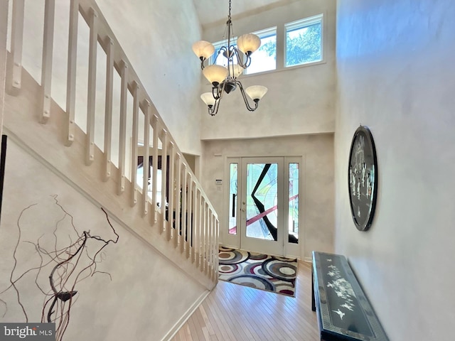 52 Dalton Way, Southampton, PA 18966 - entryway with a chandelier, a high ceiling, and wood finished floors