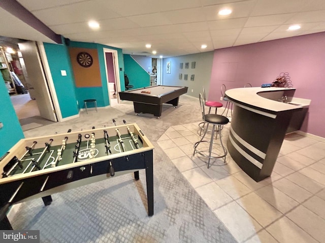 52 Dalton Way, Southampton, PA 18966 - rec room featuring baseboards, billiards, carpet flooring, and recessed lighting