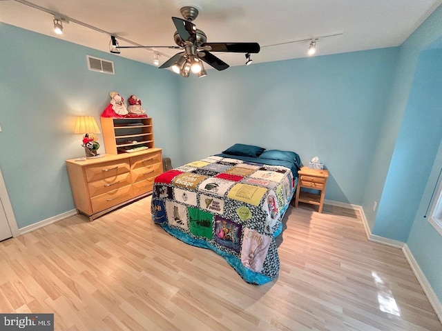 52 Dalton Way, Southampton, PA 18966 - bedroom featuring track lighting, light wood finished floors, baseboards, and ceiling fan