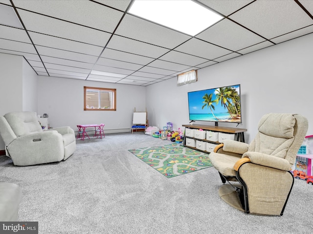 773 S Rte 183, Schuylkill Haven, PA 17972 - game room featuring carpet, a paneled ceiling, a baseboard radiator, and baseboards