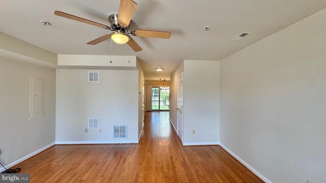 208 Eastern Ave, Annapolis, MD 21403 - spare room featuring light wood-type flooring, baseboards, a ceiling fan, and a pendent fire sprinkler