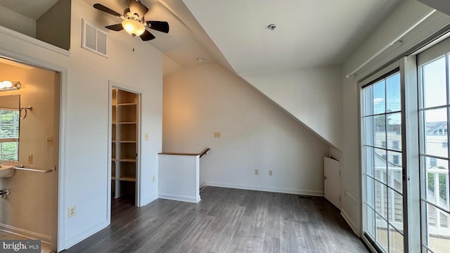 208 Eastern Ave, Annapolis, MD 21403 - unfurnished living room with wood finished floors, baseboards, and a ceiling fan