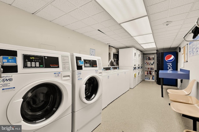 1245 4th St SW Unit E511, Washington, DC 20024 - shared laundry room featuring stacked washer / dryer and washer and clothes dryer