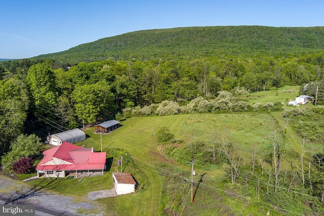 aerial view of sparsely populated area with a heavily wooded area