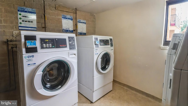 3100 S Manchester St Unit 224, Falls Church, VA 22044 - community laundry room featuring washing machine and dryer and concrete block wall