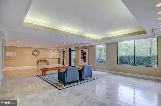 3100 S Manchester St Unit 224, Falls Church, VA 22044 - playroom featuring a raised ceiling, baseboards, light tile patterned floors, and recessed lighting