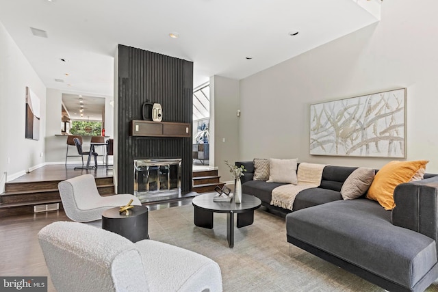 living area featuring wood finished floors
