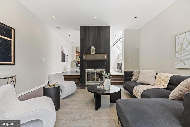 living room featuring recessed lighting