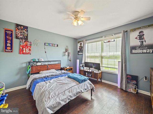 67 Tinning Ct, Hedgesville, WV 25427 - bedroom featuring baseboards, wood finished floors, and ceiling fan
