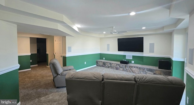 85 Malek Dr, Hanover, PA 17331 - living area with carpet, a ceiling fan, a tray ceiling, recessed lighting, and baseboards