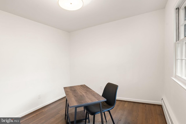 5632 Maxine Ct, Alexandria, VA 22310 - home office with baseboard heating, dark wood-type flooring, and baseboards