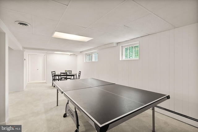 5632 Maxine Ct, Alexandria, VA 22310 - playroom with a paneled ceiling, a baseboard heating unit, and carpet floors