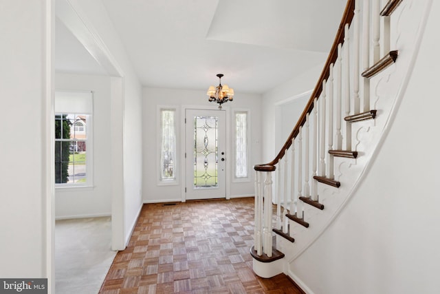 15 Horseshoe Dr, Mount Laurel, NJ 08054 - foyer with a chandelier, baseboards, and stairway