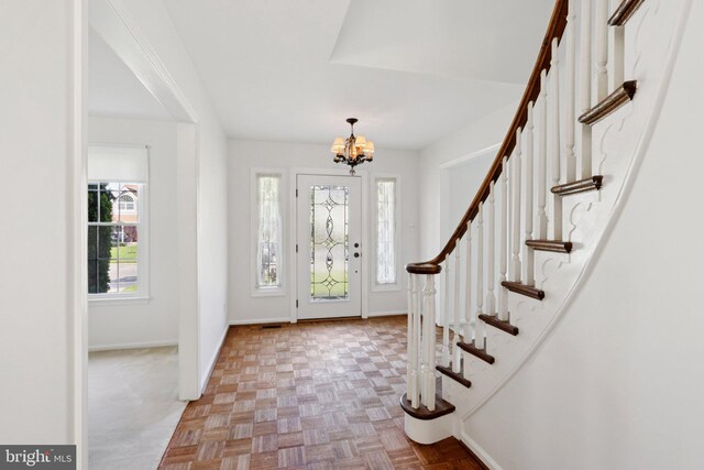 15 Horseshoe Dr, Mount Laurel, NJ 08054 - foyer with a chandelier, baseboards, and stairway