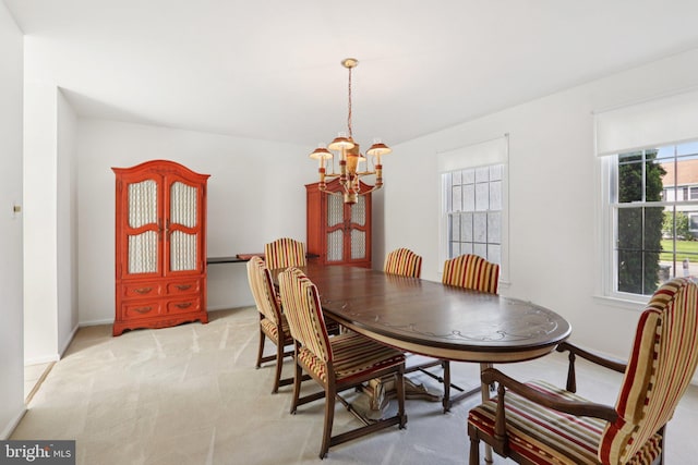 15 Horseshoe Dr, Mount Laurel, NJ 08054 - dining area featuring a chandelier, light colored carpet, and baseboards