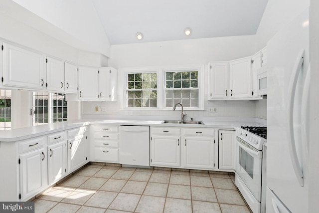 15 Horseshoe Dr, Mount Laurel, NJ 08054 - kitchen featuring white appliances, a sink, white cabinets, light tile patterned floors, and light countertops